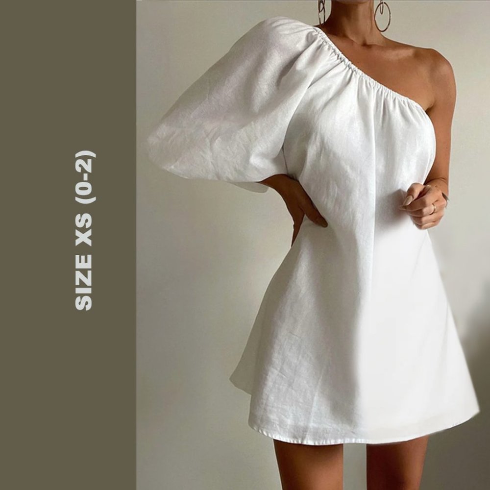 White Cotton/Line One sleeve mini skirt dress
